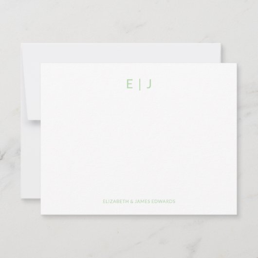 Sage Green Minimal Couple Initials Personalisiert Mitteilungskarte (Vorderseite)