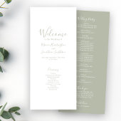 Sage Green Minimal Modern Wedding Program Card