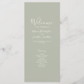 Sage Green Minimal Modern Wedding Program Card (Vorderseite)