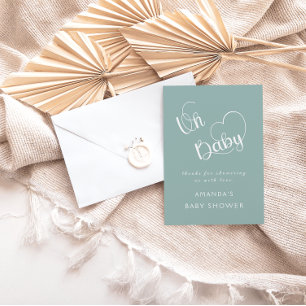 Sage Green Minimal Moderne Babyparty Dankeskarte