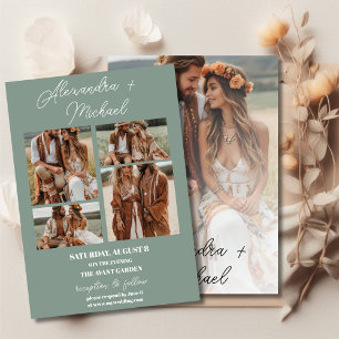 Sage Green Minimal Overlay Foto Hochzeit Einladung