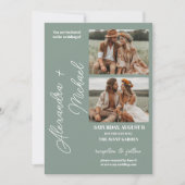 Sage Green Minimal Overlay Foto Hochzeit Einladung (Vorderseite)