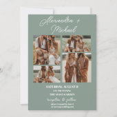 Sage Green Minimal Overlay Foto Hochzeit Einladung (Vorderseite)