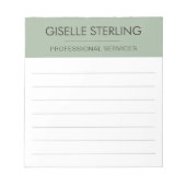 Sage Green Minimal Professional Modern Business Notizblock (Vorderseite)
