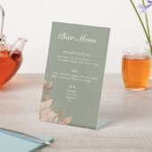 Sage Green Minimal Wedding Bar Menu Pedestal Schil Sockelschild (In SItu)