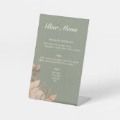Sage Green Minimal Wedding Bar Menu Pedestal Schil Sockelschild (Vorderseite)