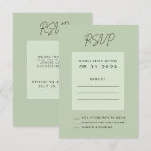 Sage Green Minimal Wedding RSVP Card (Vorne/Hinten)