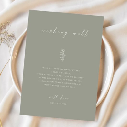 Sage Green Minimal Wedding Well Card Einladung