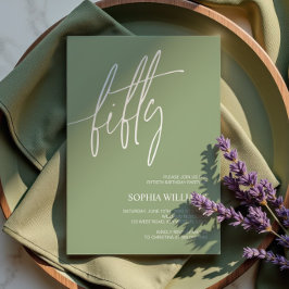 Sage Green Minimalist 50th Birthday Invitation Einladung