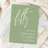 Sage Green Minimalist 50th Birthday Invitation Einladung