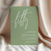 Sage Green Minimalist 50th Birthday Invitation Einladung