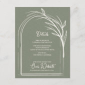 Sage Green Minimalist Arch Botanical Wedding Begleitkarte (Vorderseite)