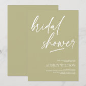 Sage Green Minimalist Bridal Shower Invitation Einladung (Vorne/Hinten)