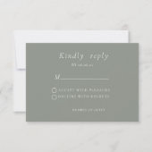Sage green Minimalist Elegant Wedding RSVP Card Karte (Vorderseite)
