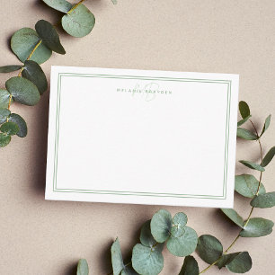 Sage Green Minimalist Monogramm Zwei Rahmen Mitteilungskarte