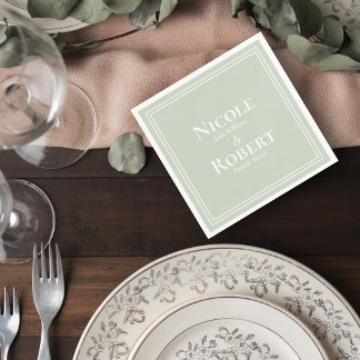Sage Green Minimalist Wedding Cocktail Napkin Serviette