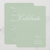  Sage Green Minimalist Wedding Einladung (Vorne/Hinten)