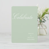  Sage Green Minimalist Wedding Einladung (Stehend Vorderseite)