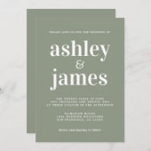 Sage Green Minimalist Wedding Invitation Einladung (Vorne/Hinten)