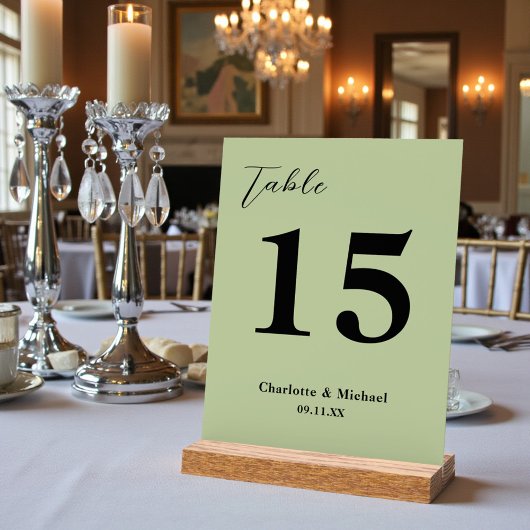 Sage Green Minimalist Wedding Table Number Acrylschild