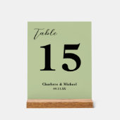 Sage Green Minimalist Wedding Table Number Acrylschild (Vorderseite)
