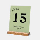 Sage Green Minimalist Wedding Table Number Acrylschild (Winkel)
