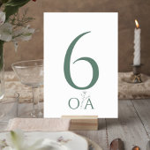 Sage Green Minimalist Wedding Table Number Card Tischnummer