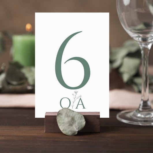 Sage Green Minimalist Wedding Table Number Card Tischnummer
