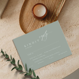 Sage Green Minimalistic Calligraphy Wedding RSVP Begleitkarte