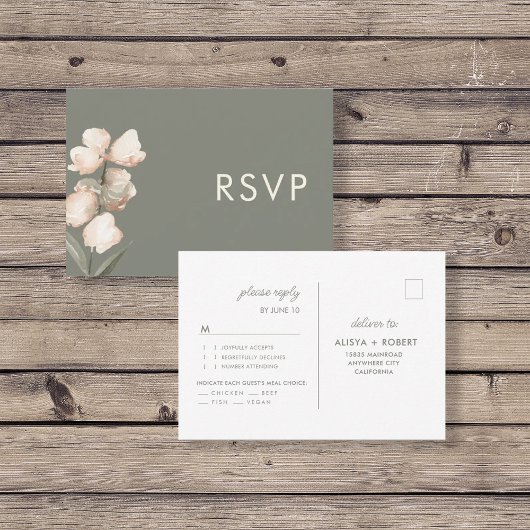Sage Green Minimalistic UAWG Wedding Response Card RSVP Karte