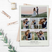 Sage Green Minimalistisch 7 Foto Hochzeit Dankeskarte