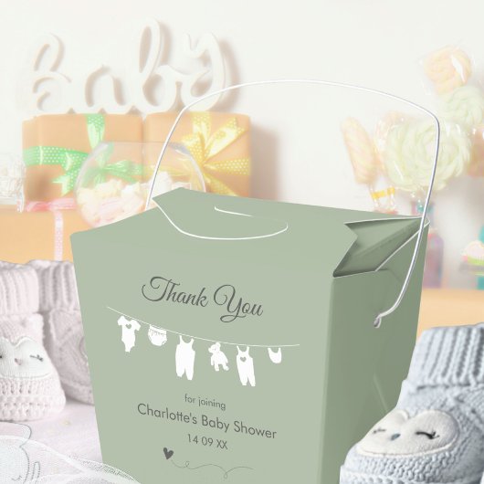 Sage Green Minimalistisch Baby Dusche Geschenkschachtel