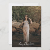 Sage Green Minimalistisch Boho Babydusche Einladung (Rückseite)