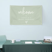 Sage Green Minimalistisch Boho Babydusche Willkomm Banner (Messeveranstaltung)