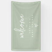Sage Green Minimalistisch Boho Babydusche Willkomm Banner (Vertikal)