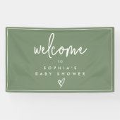 Sage Green Minimalistisch Boho Babydusche Willkomm Banner (Horizontal)