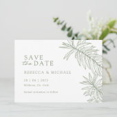 Sage Green Minimalistisch Botanic Save the Date (Stehend Vorderseite)