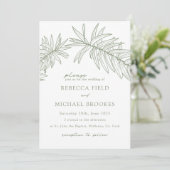 Sage Green Minimalistisch Botanical Wedding Einladung (Stehend Vorderseite)