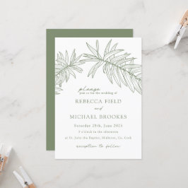 Sage Green Minimalistisch Botanical Wedding Einladung
