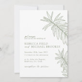 Sage Green Minimalistisch Botanical Wedding Einladung (Vorderseite)