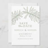 Sage Green Minimalistisch botanisch Save The Date (Vorderseite)