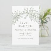 Sage Green Minimalistisch botanisch Save The Date (Stehend Vorderseite)