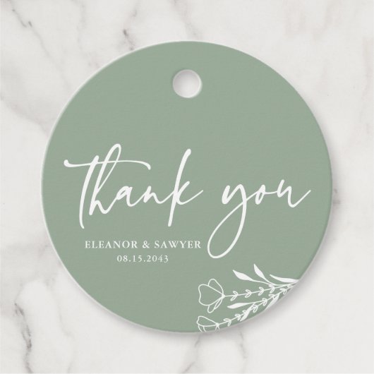 Sage Green Minimalistisch Bouquet Wedding Vielen D Geschenkanhänger (Vorderseite)