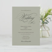 Sage Green Minimalistisch Calligrafy Wedding Einladung (Stehend Vorderseite)