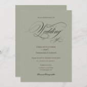 Sage Green Minimalistisch Calligrafy Wedding Einladung (Vorne/Hinten)