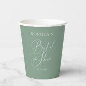 Sage Green Minimalistisch Calligraphy Brautparty Pappbecher (Vorderseite)