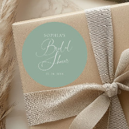 Sage Green Minimalistisch Calligraphy Brautparty Runder Aufkleber