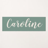 Sage Green Minimalistisch Calligraphy Personalisie Yogamatte (Vorderseite (Horizontal))