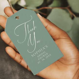 Sage Green Minimalistisch Calligraphy Vielen Dank Geschenkanhänger