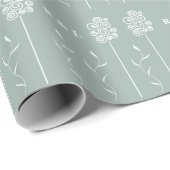 Sage Green Minimalistisch Curly Floral Geschenkpapier (Rolleneckpunkt)